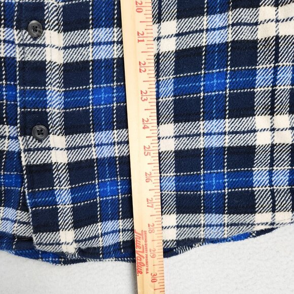 Orvis Shirt Mens Large Blue Tartan Plaid Jacket Shacket Heavy Flannel Button Up - Picture 6 of 13